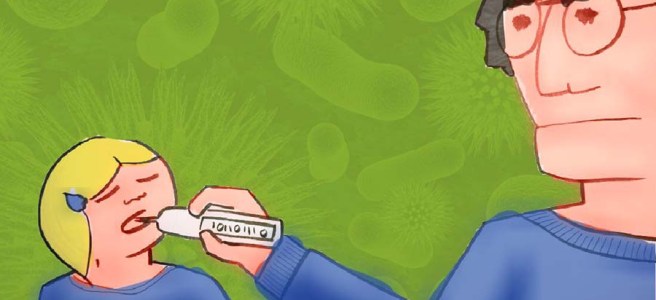 Scientist measuring a child